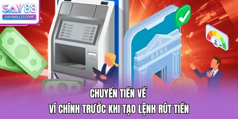 Chuyển tiền về ví chính trước khi tạo lệnh rút tiền